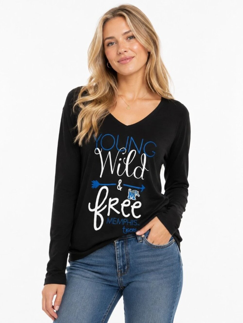 Memphis Tigers Womens Top Medium Young Wild Free Stretchy Lightweight Black New